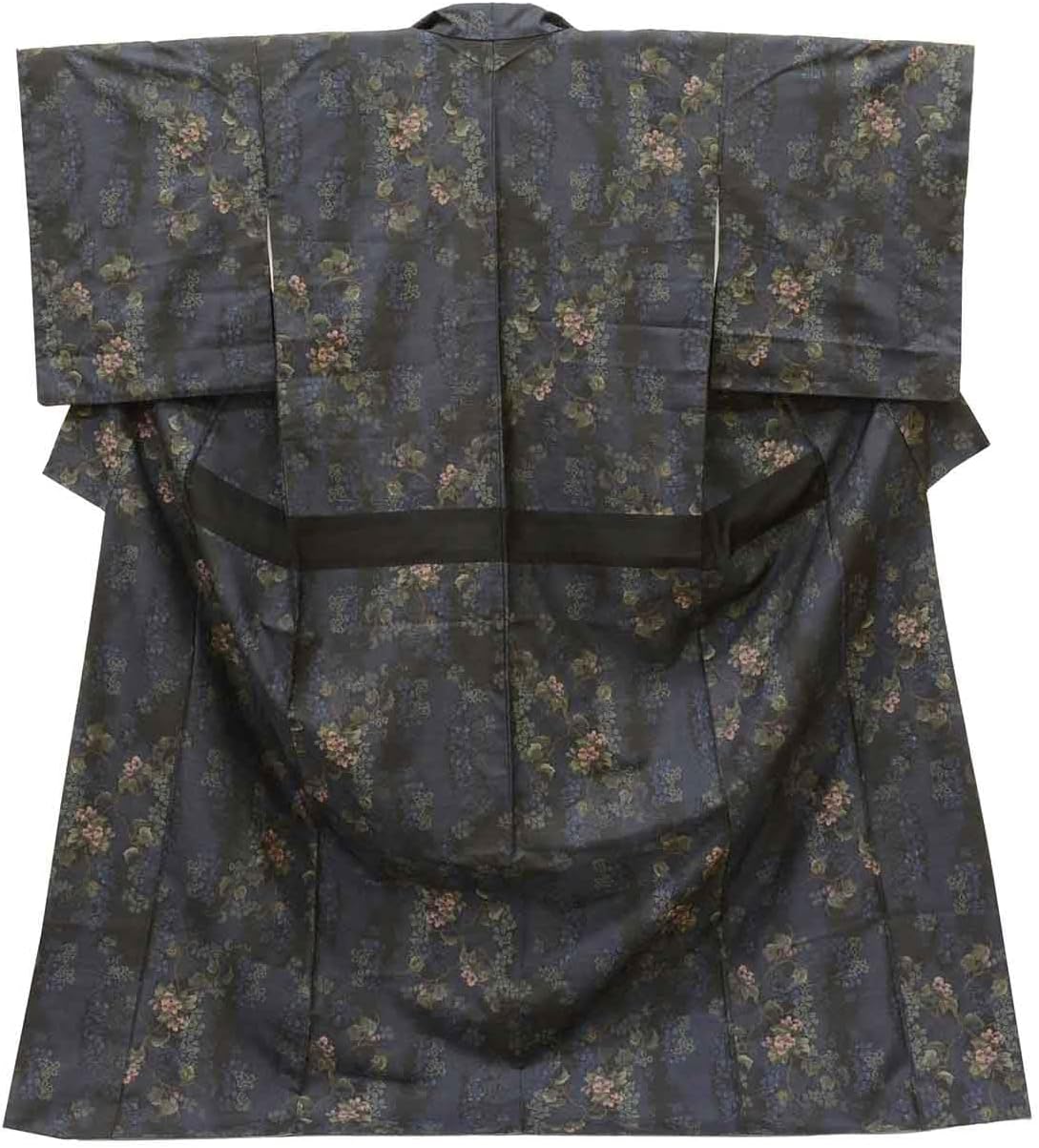 小紋 大島紬 証紙付き 破線 変わり縦縞 純泥染 横縞 着物 053a p